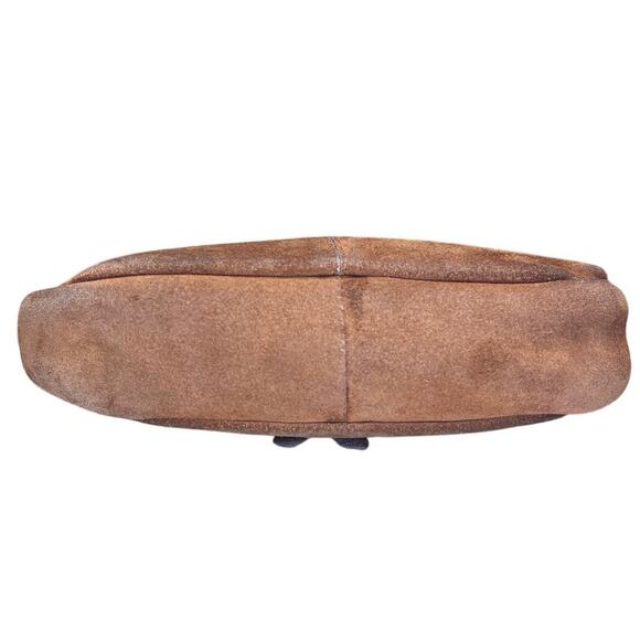 Vintage Avon Y2K 90s Brown Suede Floral Leaf Cutouts Purse Mini Handbag Boho - Picture 3 of 9